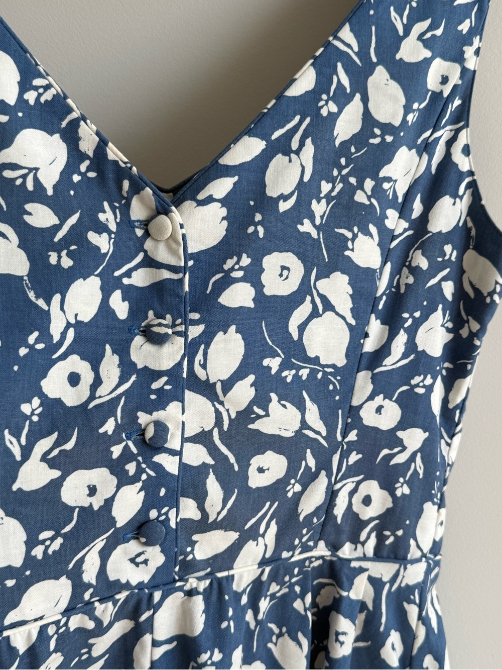 Vintage Laura Ashley blue floral 100% cotton made in Great Britain dress US 12 - Picture 4 of 9